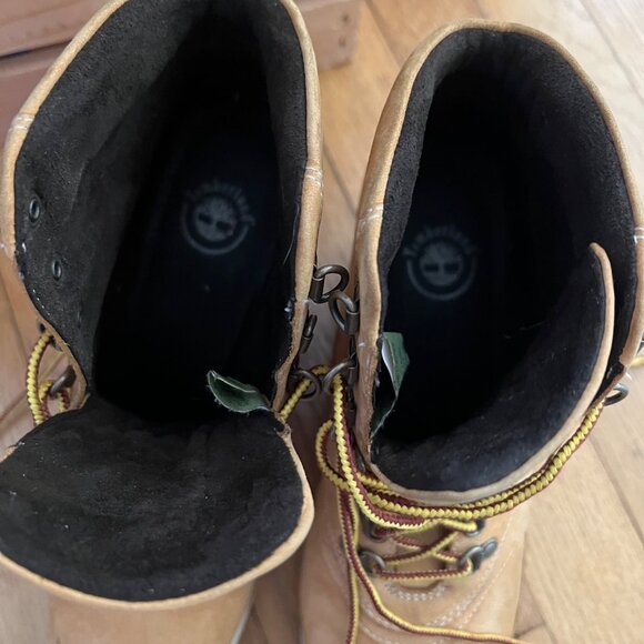 Timberland Size 8.5 M Tan Leather Lace-Up Wedge Heel Ankle Bootie Boots Shoes - Picture 9 of 16